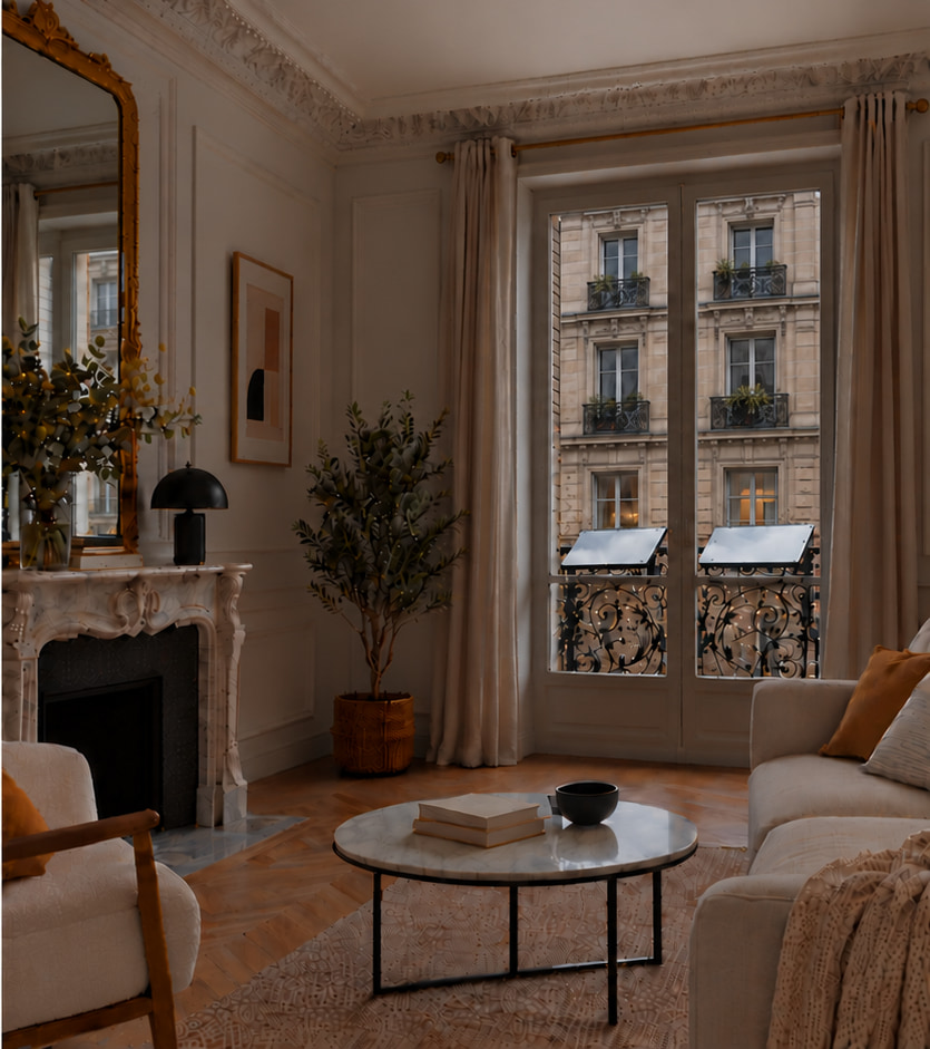Haussmann apartment after installing two Balcony Reflectors
