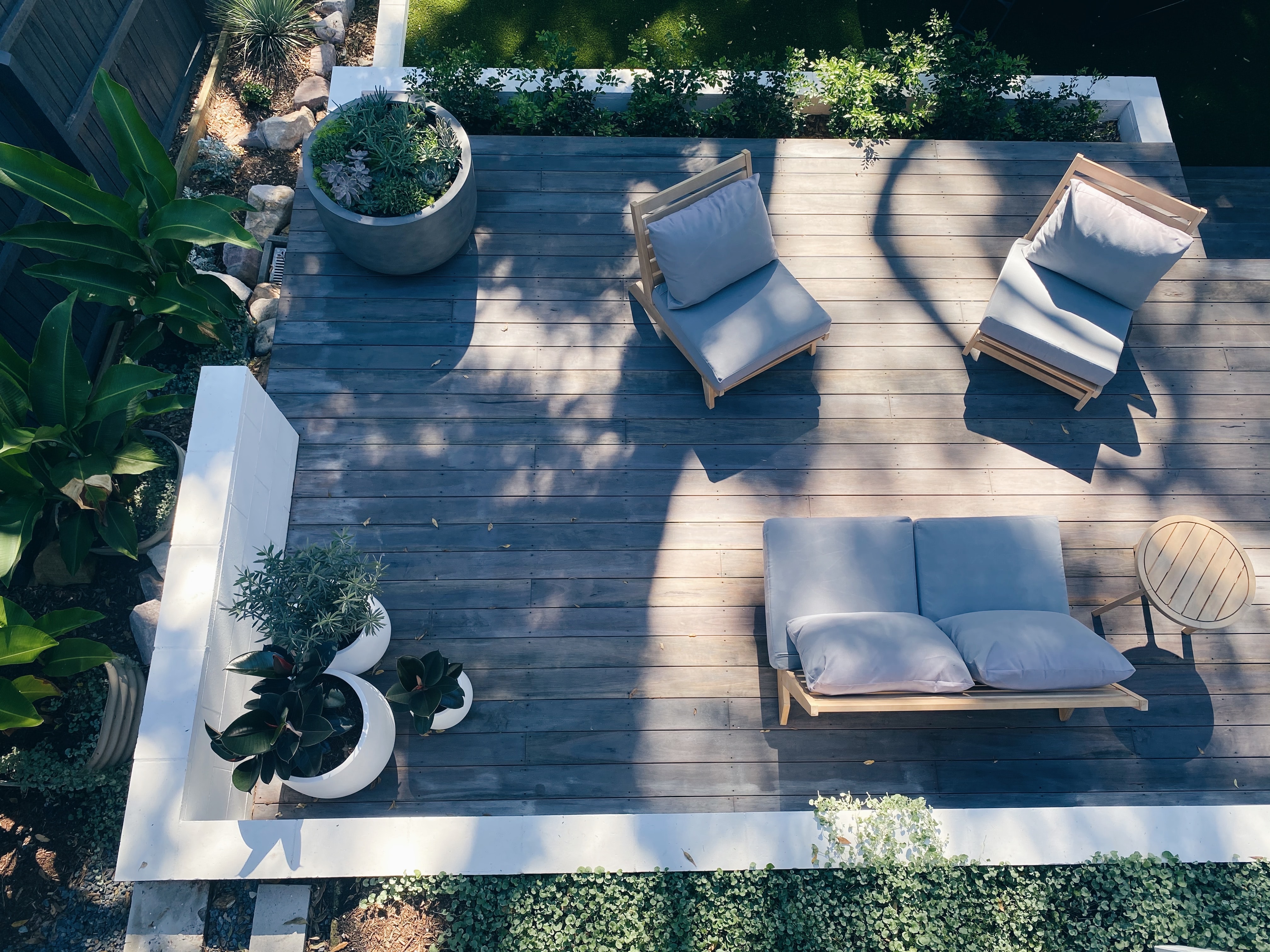 Partly sunny residential terrace