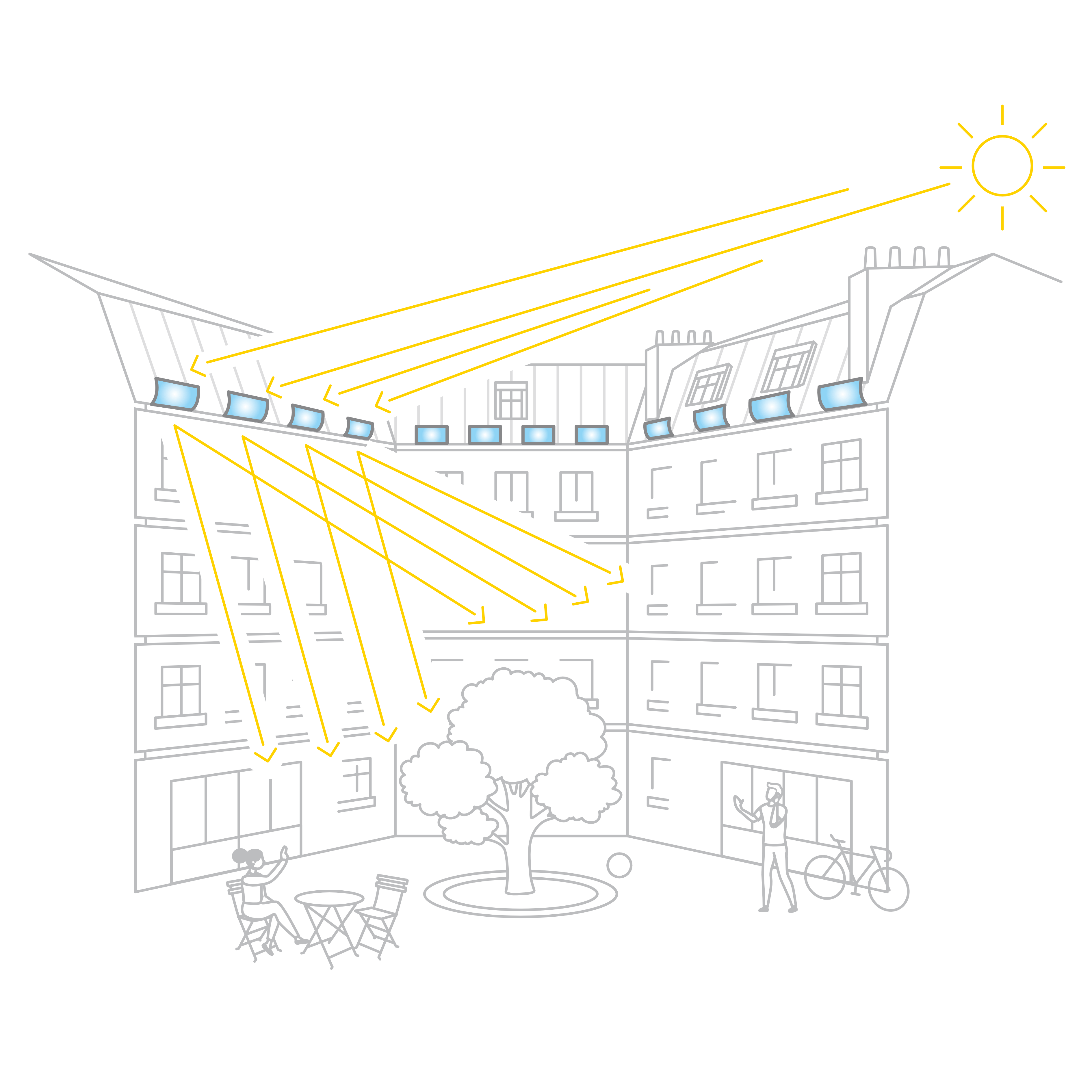 operating diagram of the solar patio reflector in the courtyard operating diagram of the solar patio reflector in the courtyard