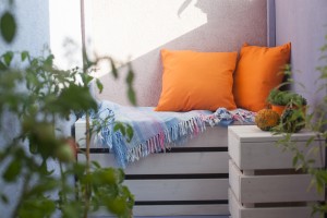 Flowerpots and house plants on the balcony