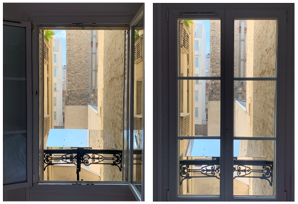 Photos de la fixation du Réflecteur Balcon sur la balustrade de fenêtre
