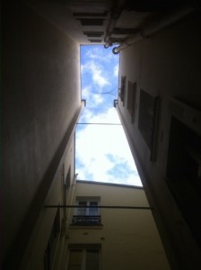 View of the sky from the inner courtyard