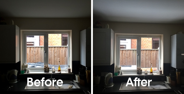 before after dark kitchen light reflector espaciel