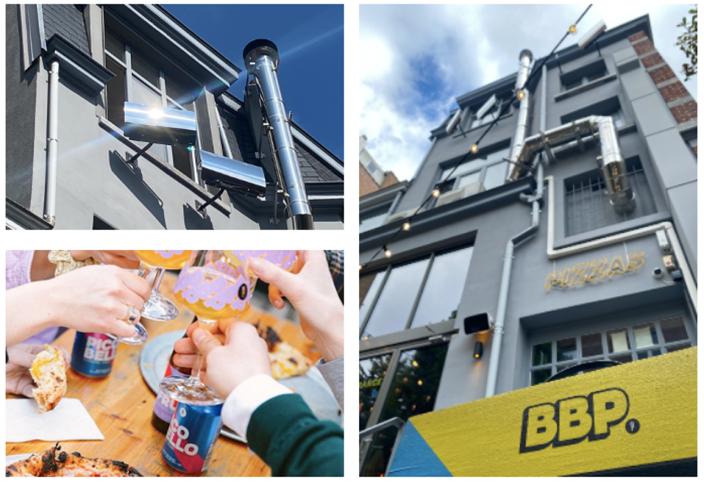 Chantier Réflecteur Espaciel pour ensoleiller la terrasse du bar du BBP Bailli